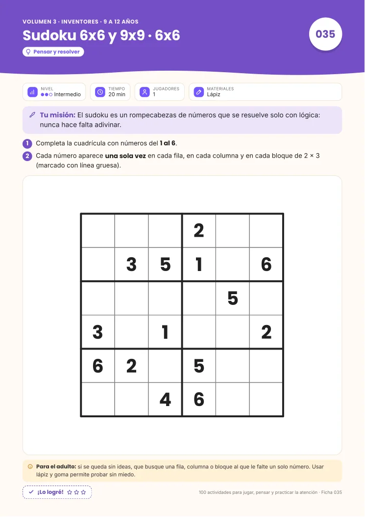 Actividad de sudoku, volumen 3